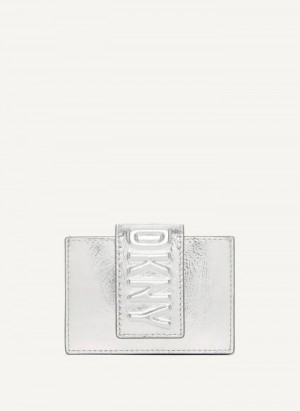 DKNY Uptown Leder Card Case Geldbörse Herren Silber | Austria_D0136