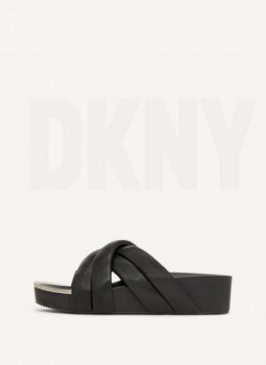 DKNY Vienna Puffy Riemen Pantoletten Damen Schwarz | Austria_D1901