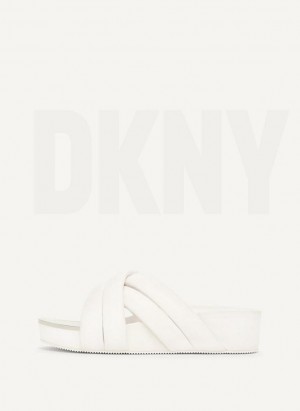 DKNY Vienna Puffy Riemen Pantoletten Damen Weiß | Austria_D0739