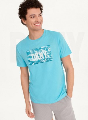 DKNY Wasser Reflection T-shirts Herren Türkis | Austria_D1929