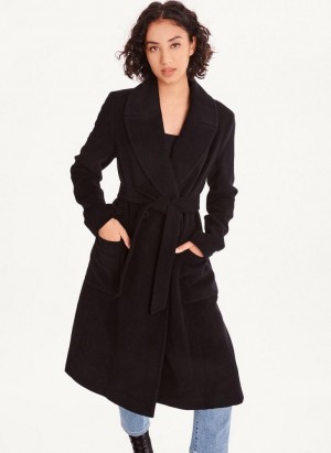 DKNY Wolle Wrap Mäntel Damen Schwarz | Austria_D0501