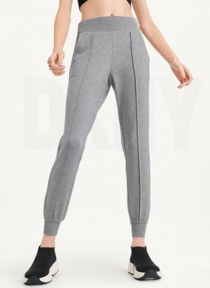 DKNY Yoga Terry Pintuck Jogginghose Damen Grau | Austria_D1183