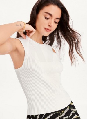 DKNY Ärmellose Crewneck Crop Pullover Tanktop Damen Weiß | Austria_D1160