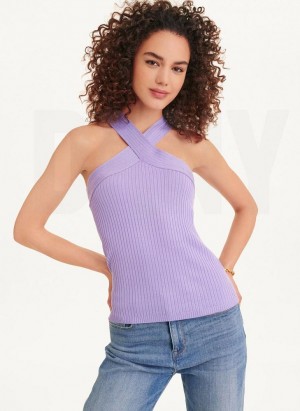 DKNY Ärmellose Crossover Pullover Damen Lavendel | Austria_D0172