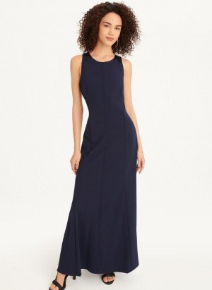 DKNY Ärmellose Mermaid Cross Back Kleid Damen Navy | Austria_D1465