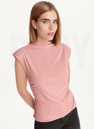 DKNY Ärmellose Side Ruch Tanktop Damen Rosa | Austria_D1249