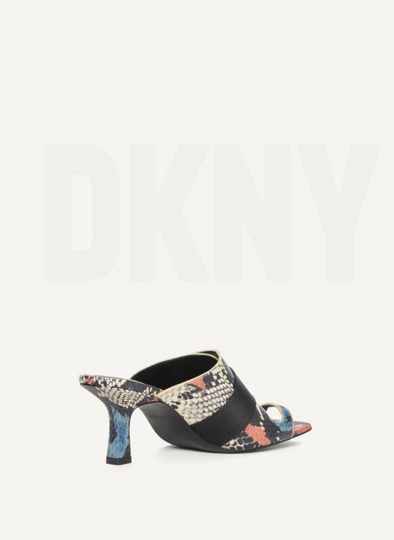 DKNY Absatz Schnallen Mule Hohe Schuhe Damen Blau Mehrfarbig | Austria_D1111