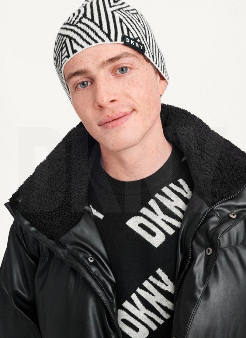 DKNY Allover Crosswalk Logo Mütze Herren Weiß | Austria_D1587