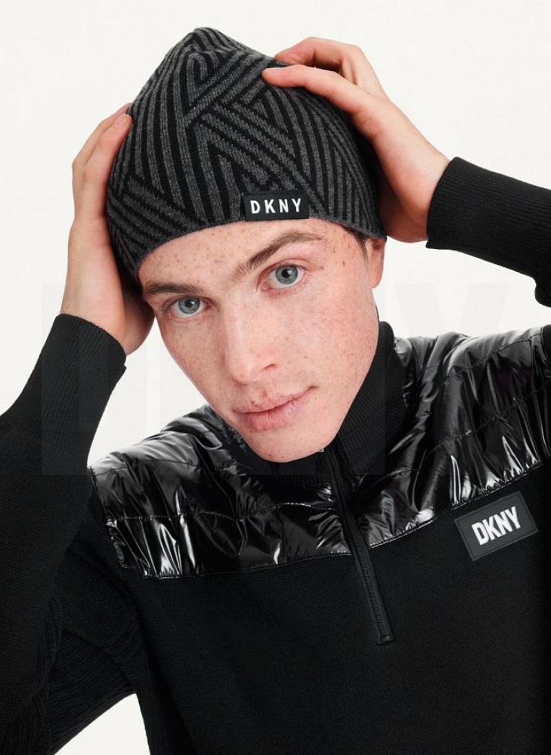 DKNY Allover Crosswalk Logo Mütze Herren Grau | Austria_D1137