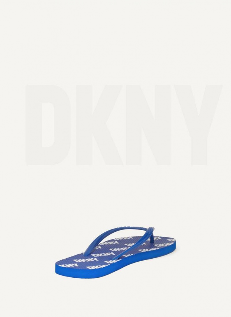 DKNY Allover Logo Flip Flops Herren Blau | Austria_D1747