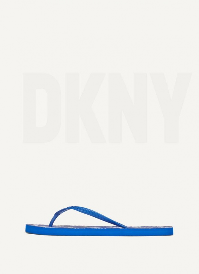 DKNY Allover Logo Flip Flops Herren Blau | Austria_D1747