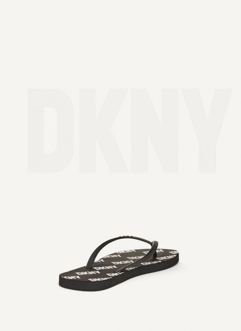 DKNY Allover Logo Flip Flops Herren Schwarz | Austria_D1843