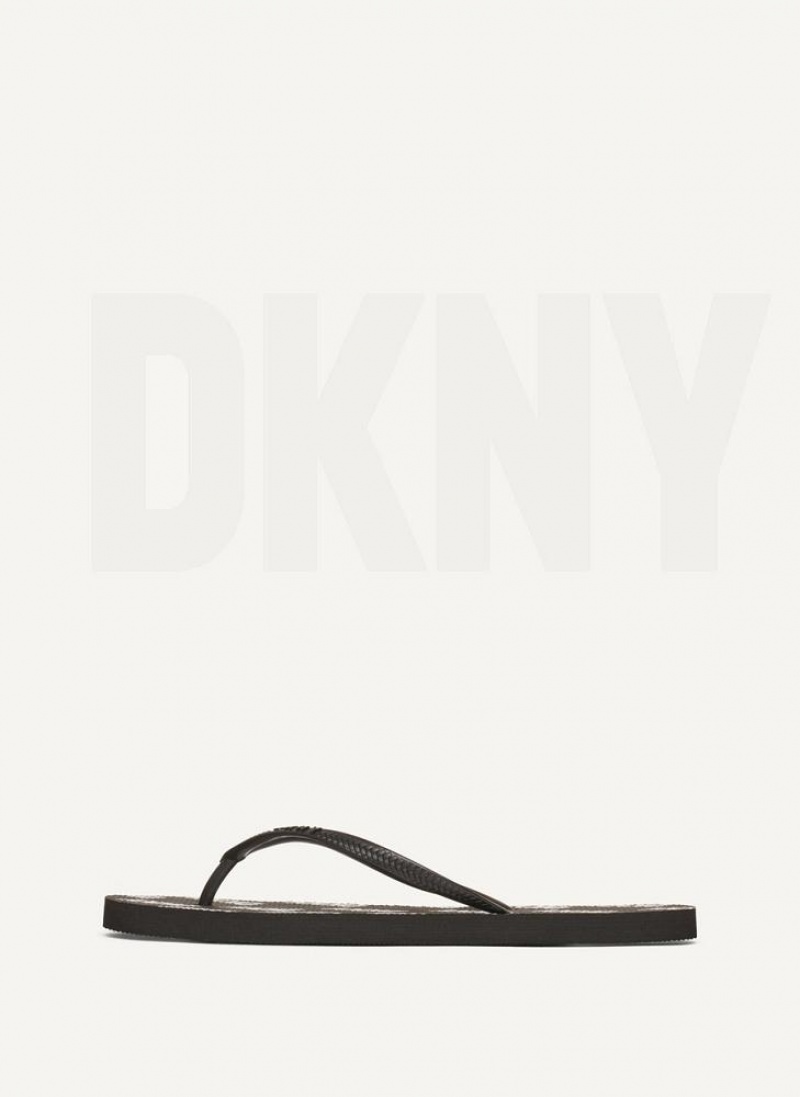 DKNY Allover Logo Flip Flops Herren Schwarz | Austria_D1843