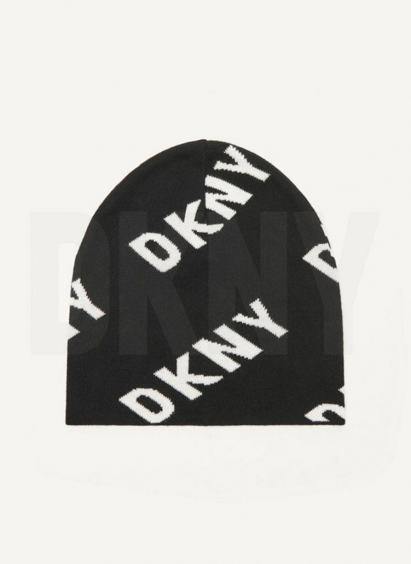 DKNY Allover Logo Mütze Herren Schwarz | Austria_D0428