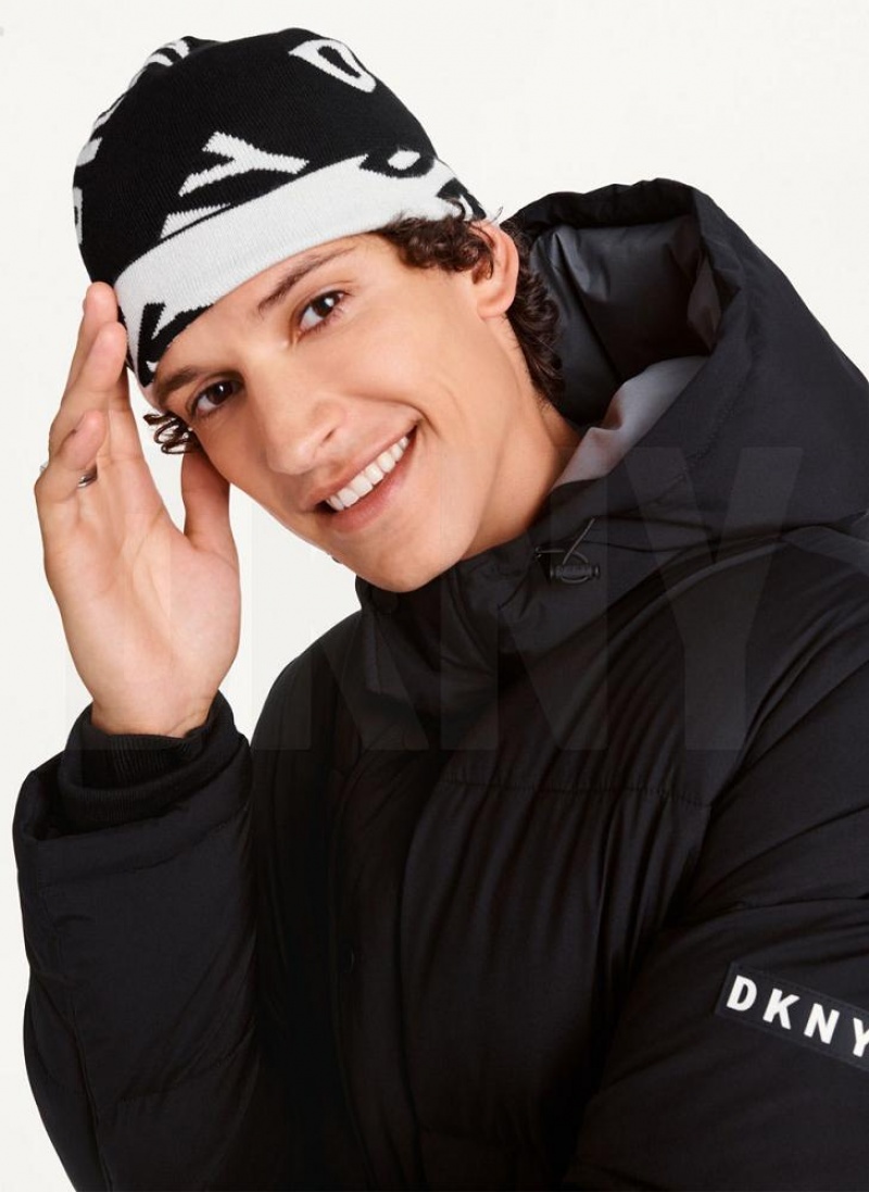 DKNY Allover Logo Mütze Herren Schwarz | Austria_D0428