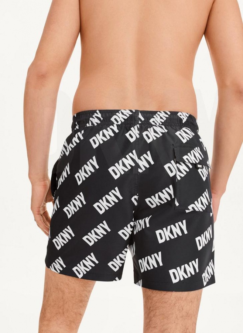 DKNY Allover Logo Swims Kurze Hose Herren Schwarz | Austria_D0644