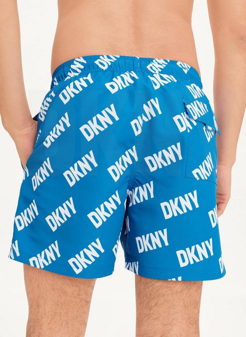 DKNY Allover Logo Swims Kurze Hose Herren Blau | Austria_D0707