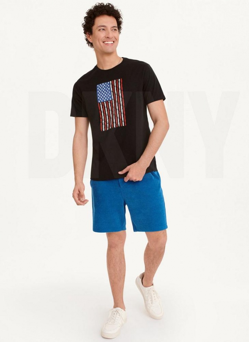 DKNY American Flag Logo T-shirts Herren Schwarz | Austria_D0485