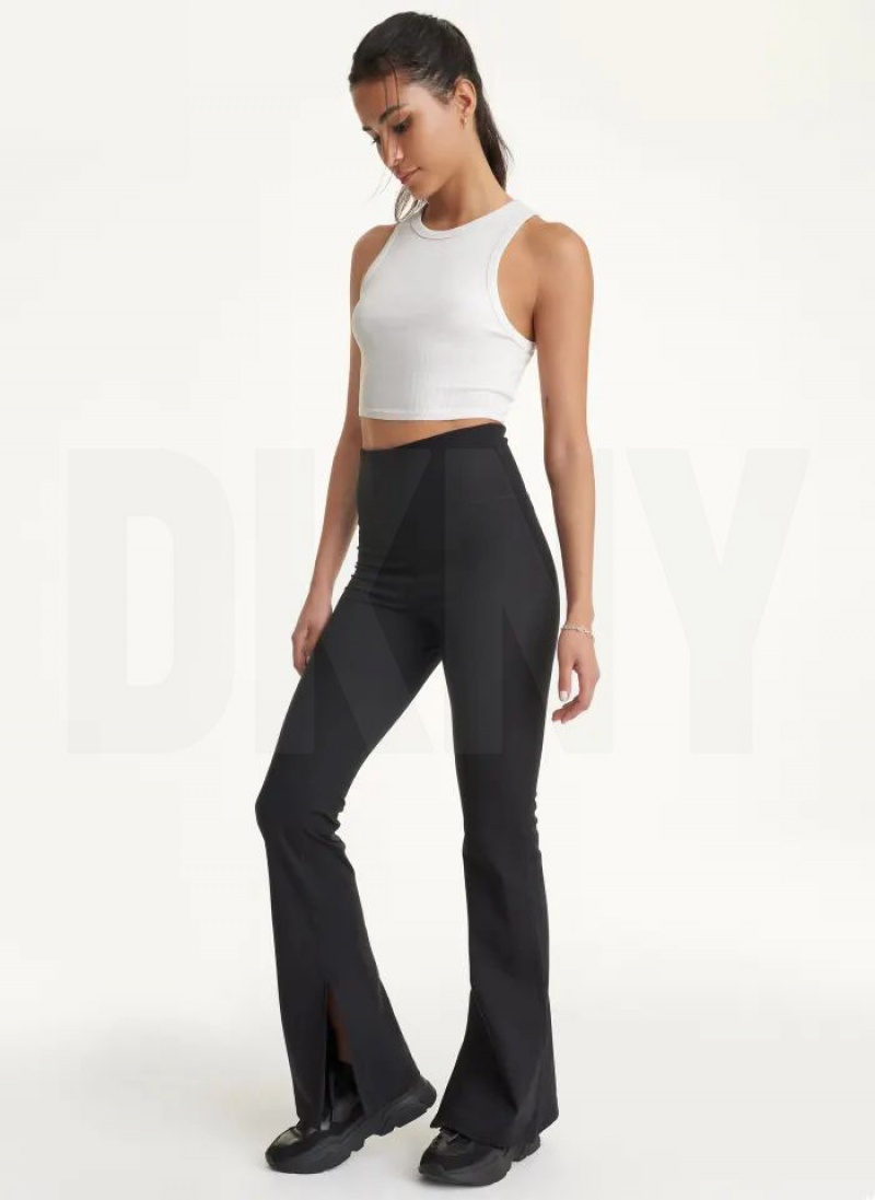 DKNY Balance Compression High-Taille Flare Tight with Slit Leggings Damen Schwarz | Austria_D0602