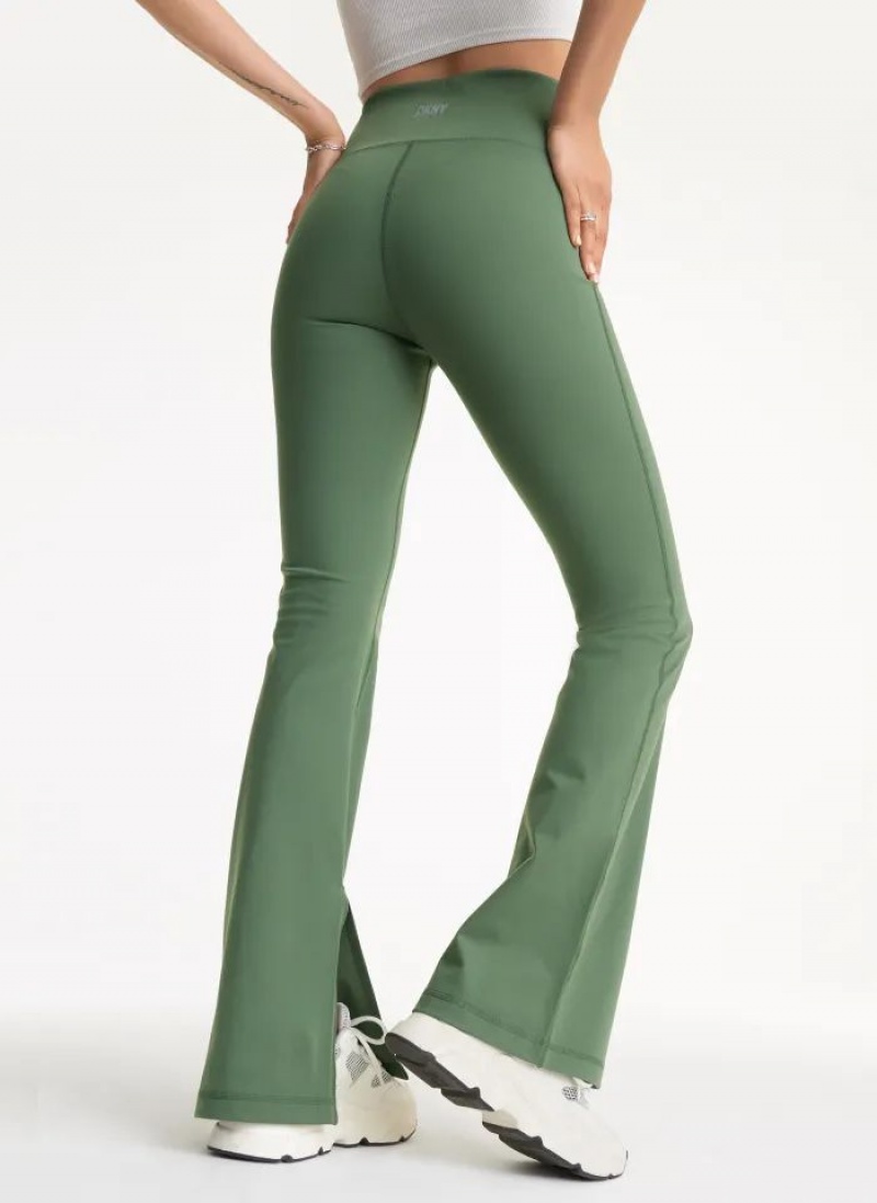 DKNY Balance Compression High-Taille Flare Tight with Slit Leggings Damen Olivgrün | Austria_D0692