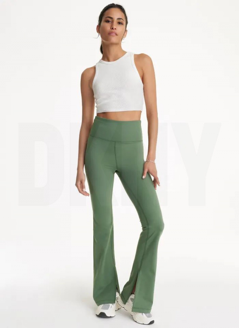 DKNY Balance Compression High-Taille Flare Tight with Slit Leggings Damen Olivgrün | Austria_D0692