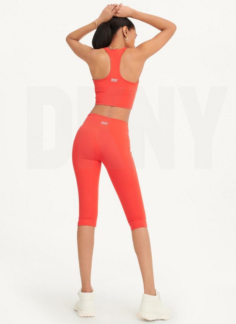 DKNY Balance Compression Pedal Pusher Leggings Damen Rot | Austria_D1946