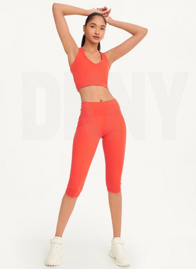 DKNY Balance Compression Pedal Pusher Leggings Damen Rot | Austria_D1946