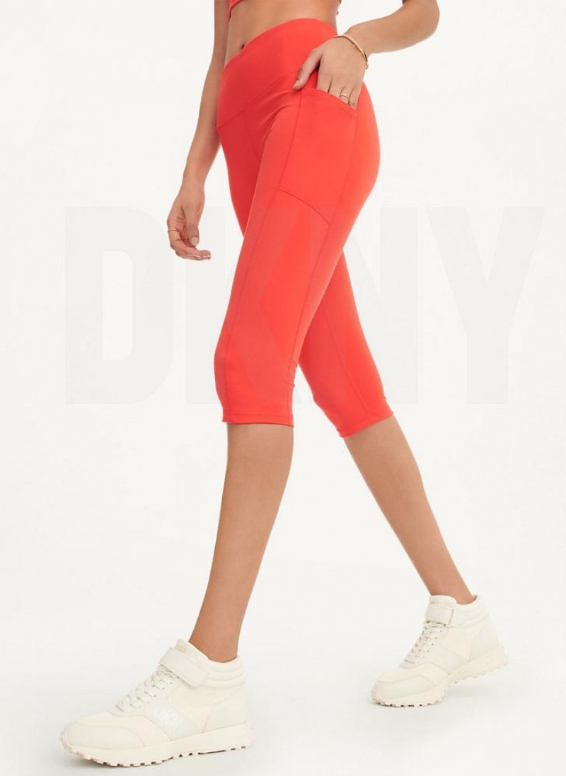 DKNY Balance Compression Pedal Pusher Leggings Damen Rot | Austria_D1946