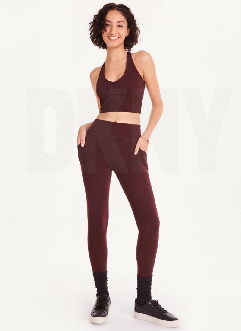 DKNY Balance High Taille Leggings Damen Bordeaux | Austria_D1342