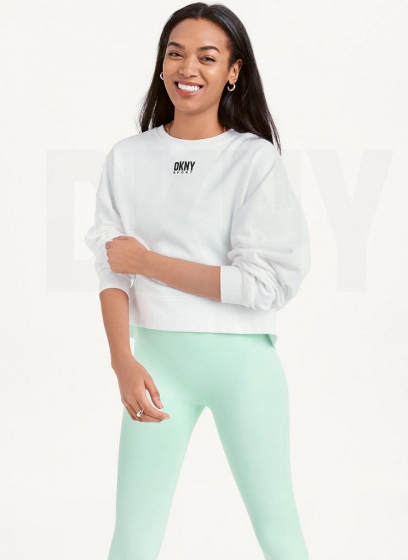 DKNY Balance Oversized Crewneck Pullover Sweatshirts Damen Weiß | Austria_D1215