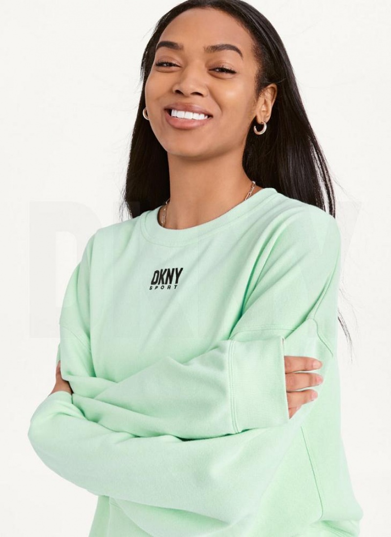 DKNY Balance Oversized Crewneck Pullover Sweatshirts Damen Grün | Austria_D0733