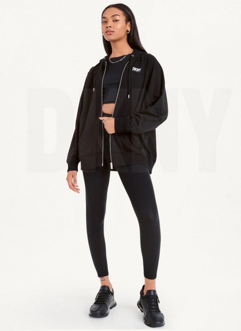 DKNY Balance Oversized Full Zip Hoodies Damen Schwarz | Austria_D1142