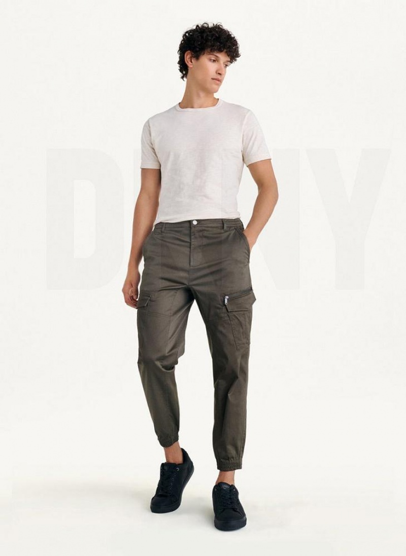 DKNY Baumwoll Sateen Jogginghose Herren Olivgrün | Austria_D0548