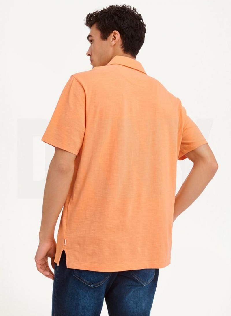 DKNY Baumwoll Slub Jersey Single Breast Polo Shirts Herren Orange | Austria_D0193