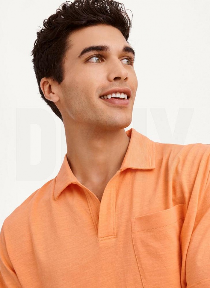 DKNY Baumwoll Slub Jersey Single Breast Polo Shirts Herren Orange | Austria_D0193