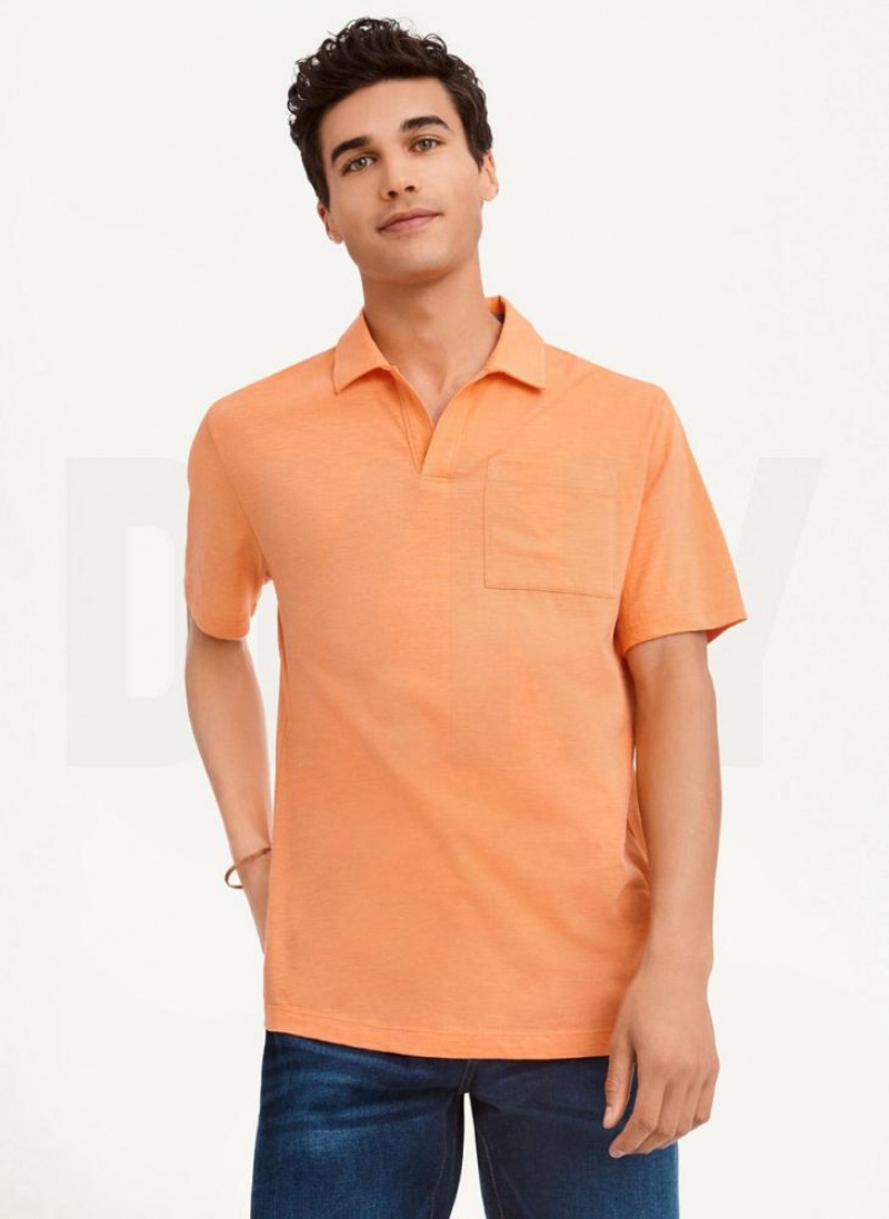 DKNY Baumwoll Slub Jersey Single Breast Polo Shirts Herren Orange | Austria_D0193