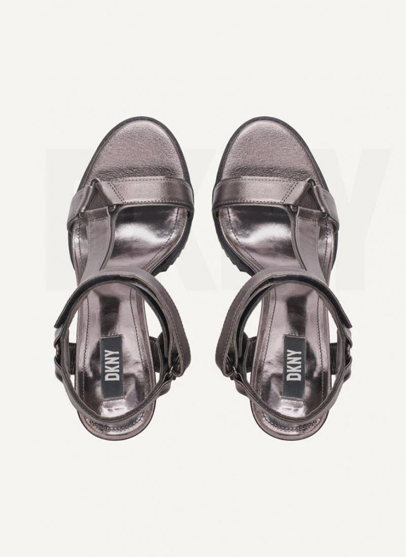 DKNY Bayli Metallic Sandalen Damen Grau | Austria_D1035