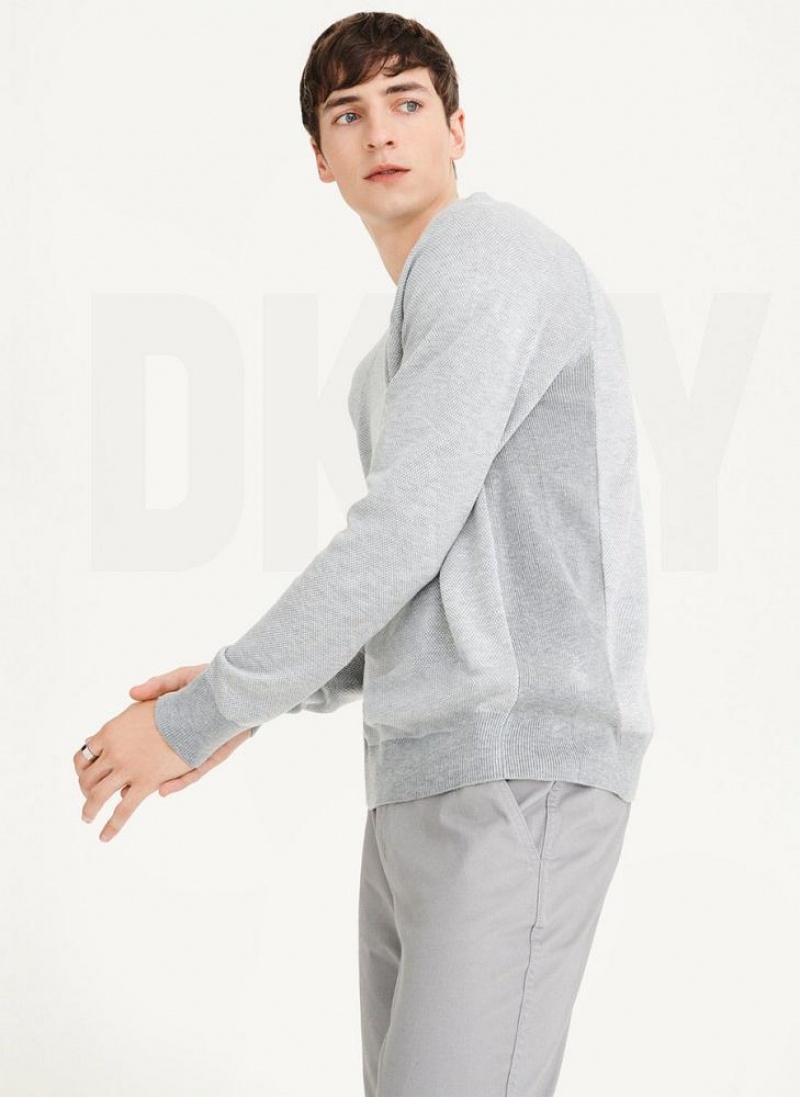 DKNY Birdseye Raglan Sleeve Pullover Herren Grau | Austria_D1911