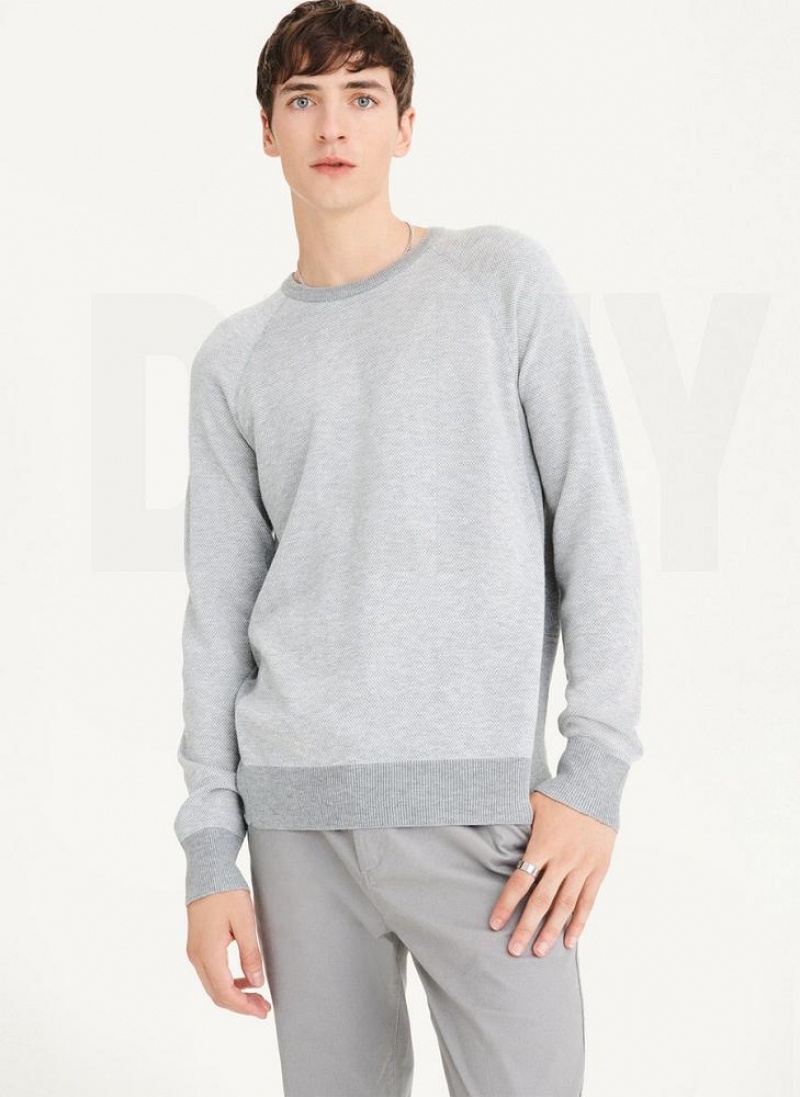 DKNY Birdseye Raglan Sleeve Pullover Herren Grau | Austria_D1911