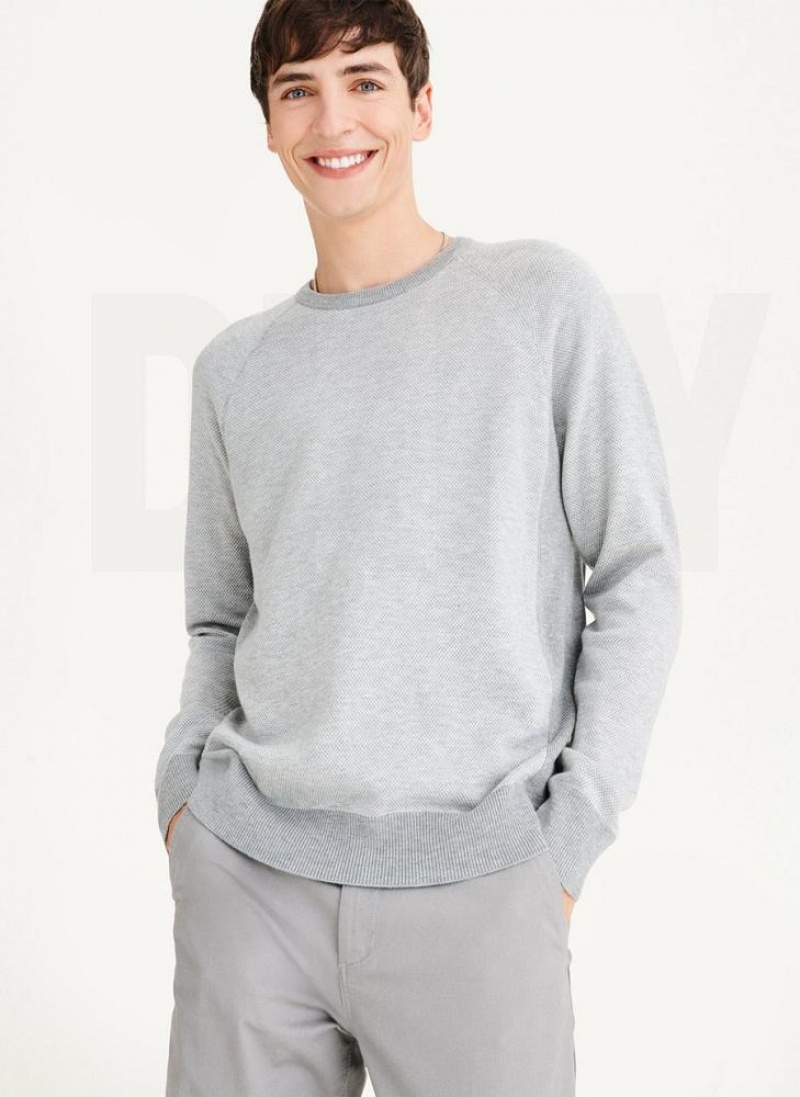 DKNY Birdseye Raglan Sleeve Pullover Herren Grau | Austria_D1911