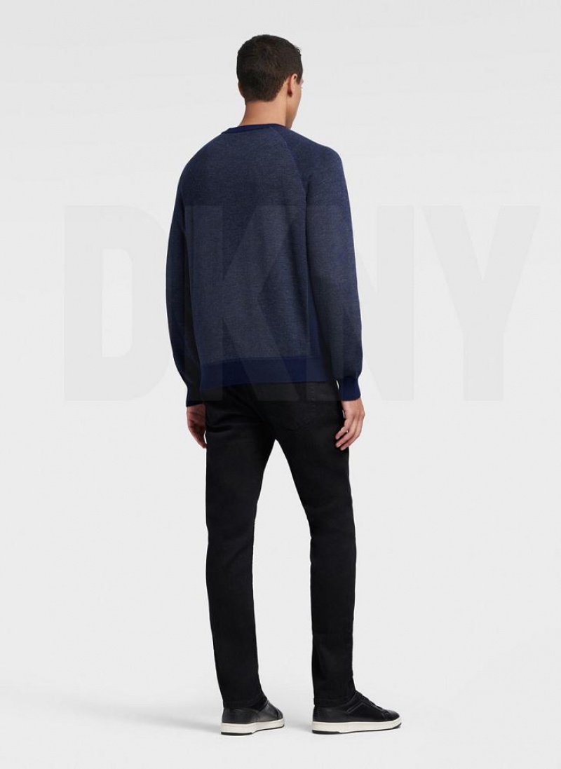 DKNY Birdseye Raglan Sleeve Pullover Herren Navy | Austria_D0970