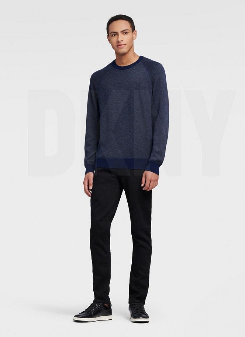 DKNY Birdseye Raglan Sleeve Pullover Herren Navy | Austria_D0970