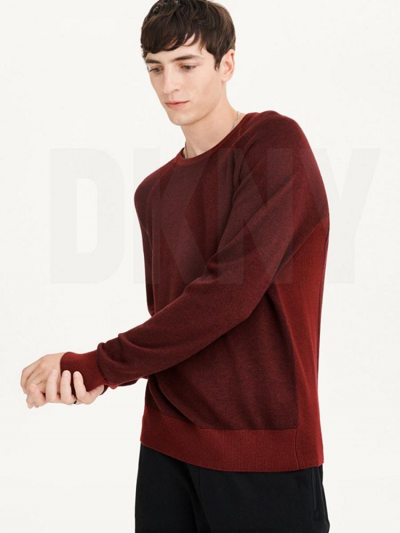 DKNY Birdseye Raglan Sleeve Pullover Herren Dunkelrot | Austria_D0222