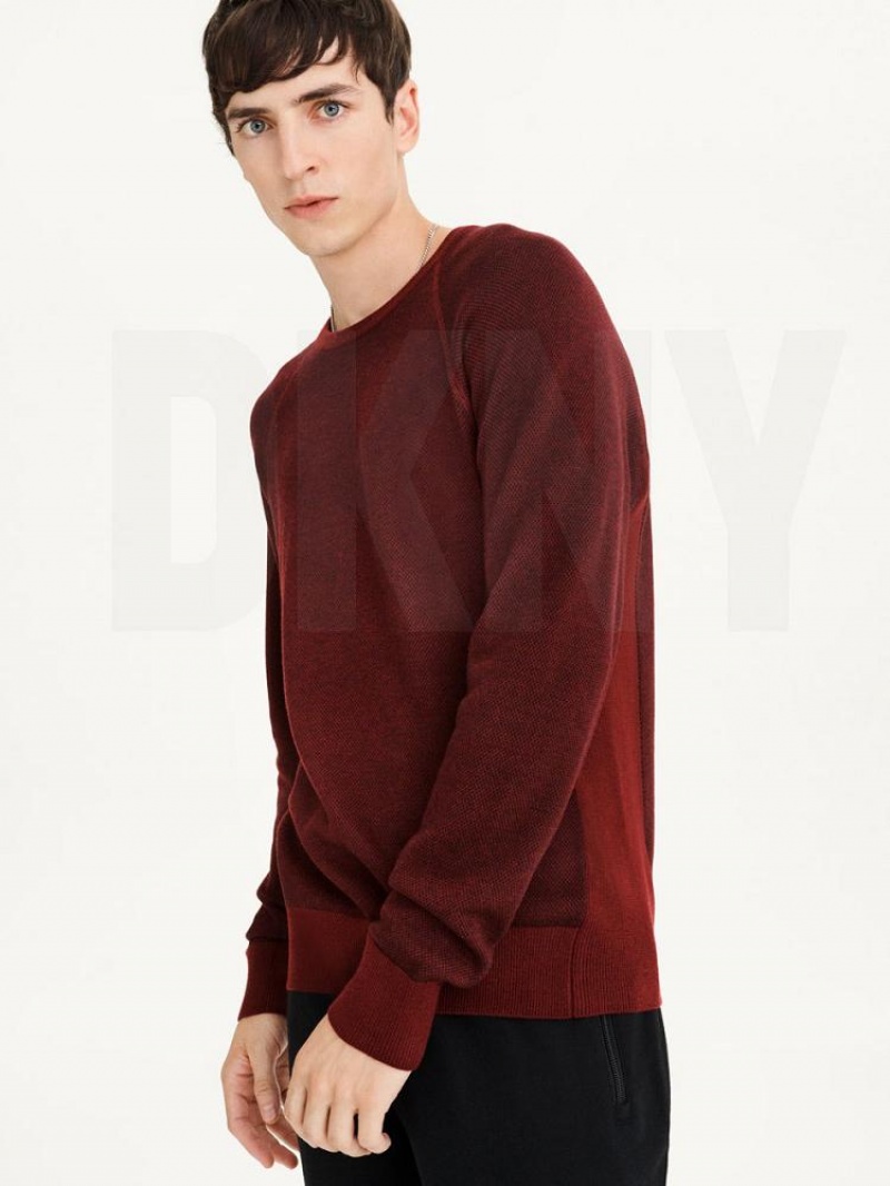 DKNY Birdseye Raglan Sleeve Pullover Herren Dunkelrot | Austria_D0222