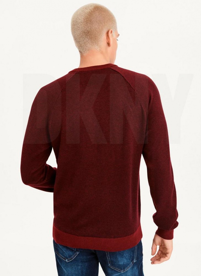 DKNY Birdseye Stitch Pullover Herren Dunkelrot | Austria_D0888