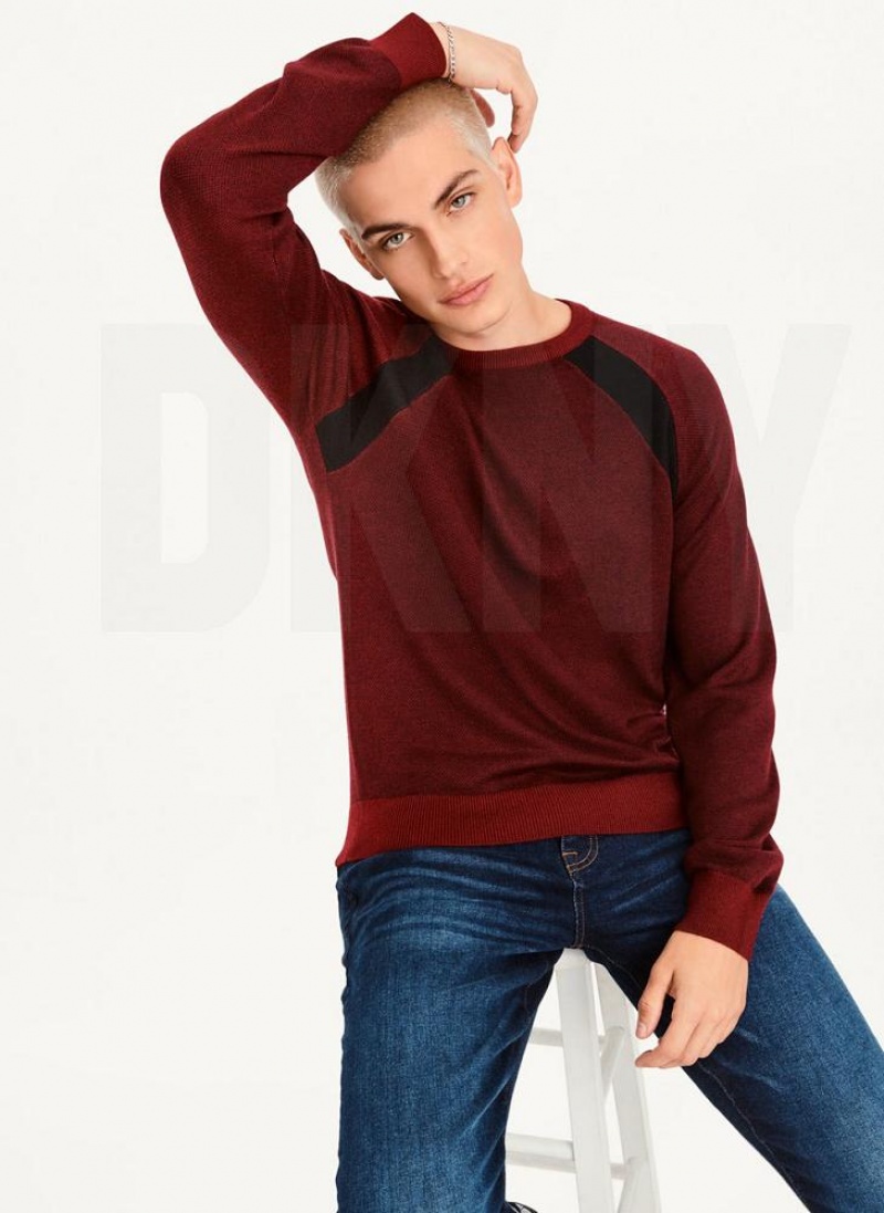 DKNY Birdseye Stitch Pullover Herren Dunkelrot | Austria_D0888