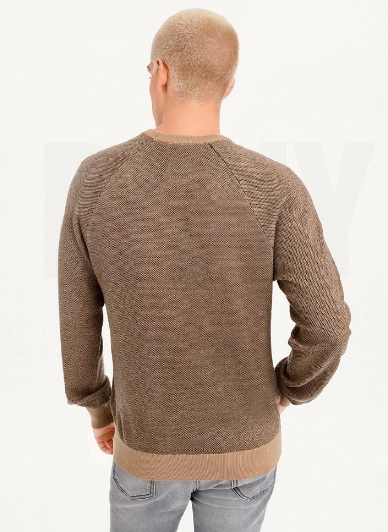 DKNY Birdseye Stitch Pullover Herren Grau Braun | Austria_D0674