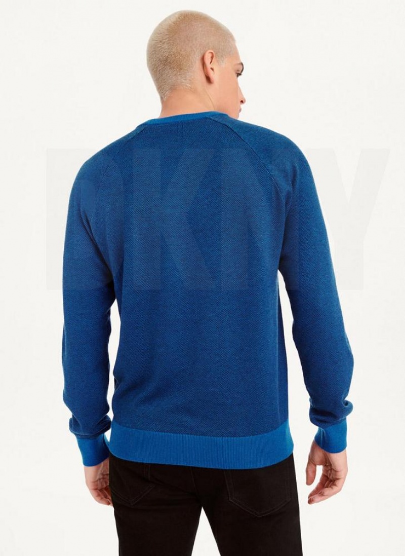 DKNY Birdseye Stitch Pullover Herren Tiefesblau | Austria_D0827