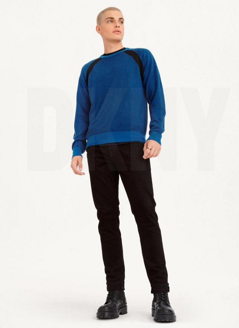 DKNY Birdseye Stitch Pullover Herren Tiefesblau | Austria_D0827