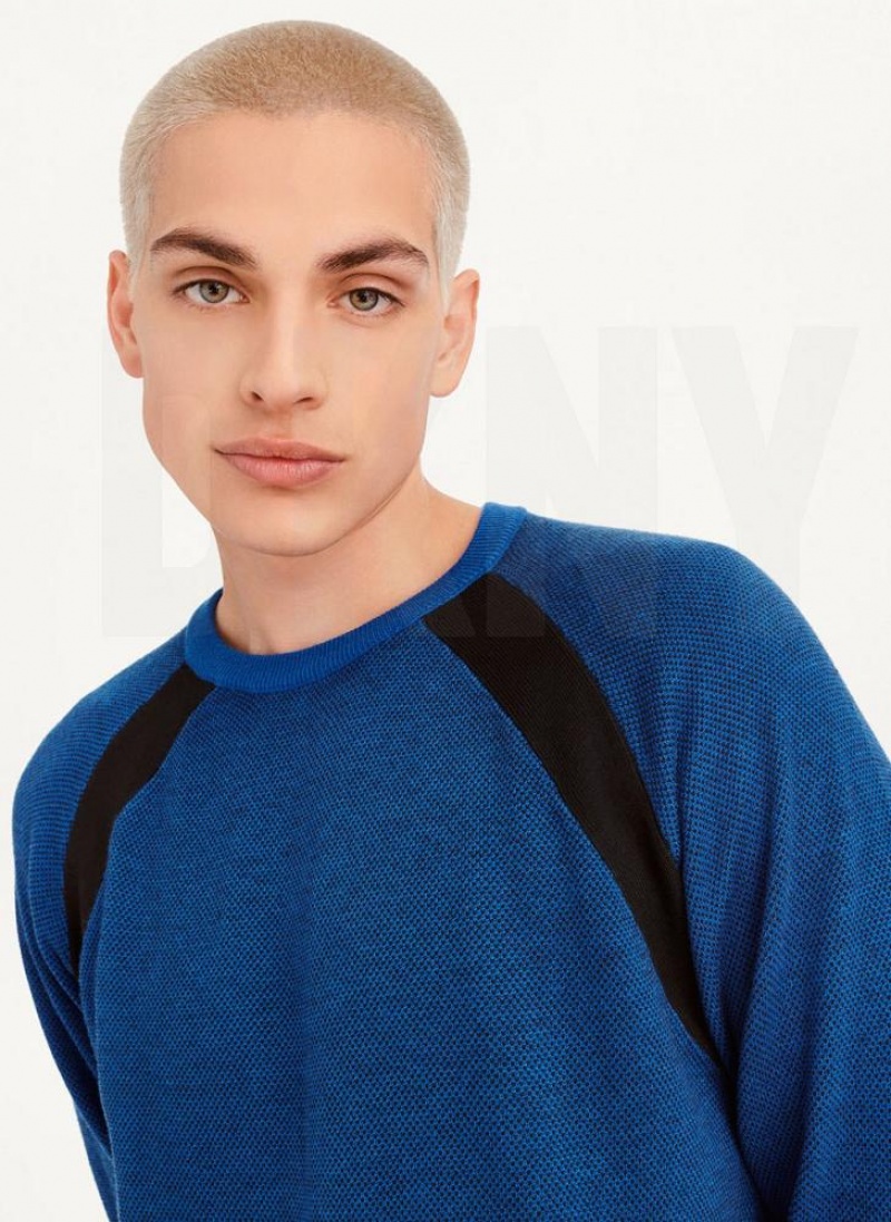 DKNY Birdseye Stitch Pullover Herren Tiefesblau | Austria_D0827